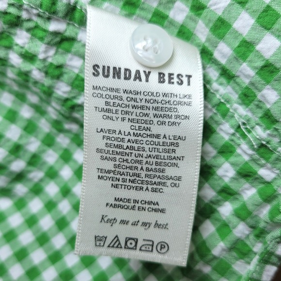 Aritzia Sunday Best Green Gingham Plaid Cropped Button Up XXS Preppy Y2K Fall - Picture 6 of 9
